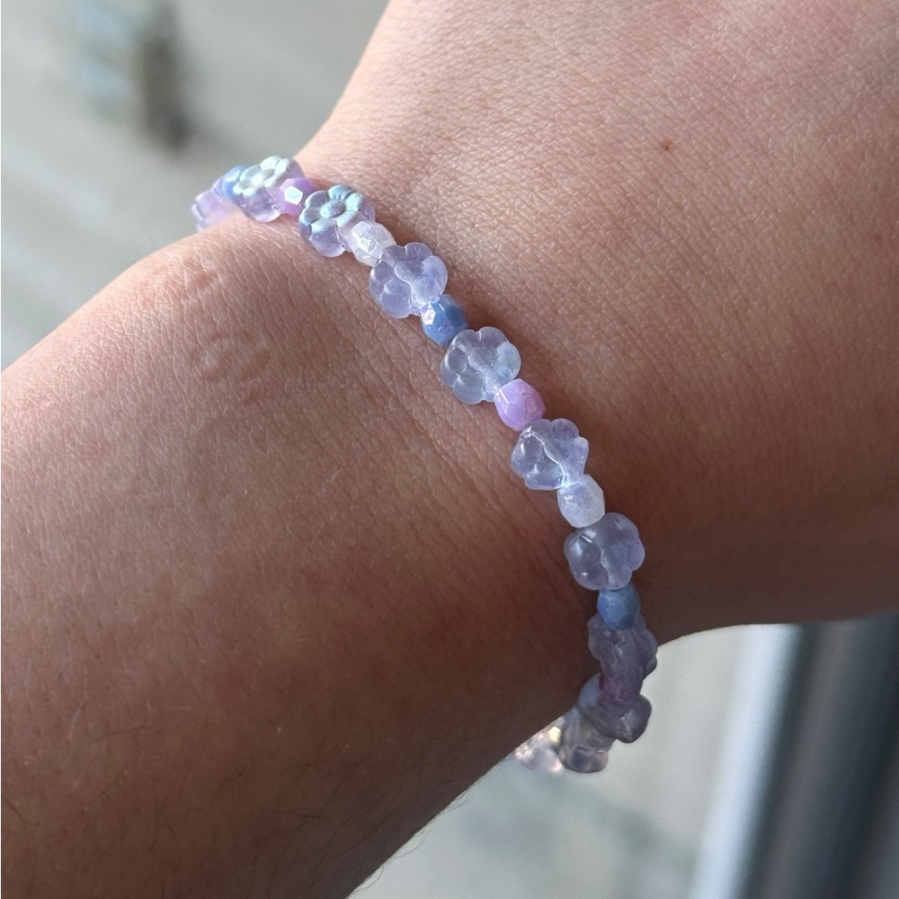 Purple Floral Beaded Bracelet